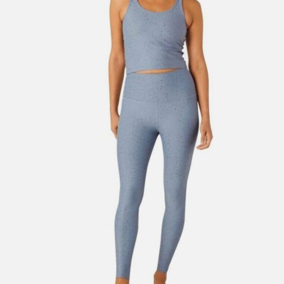 Beyond Yoga Alloy Sparkle High waisted Midi Legging in Blue & Shiny Sparkle XS - Picture 2 of 8